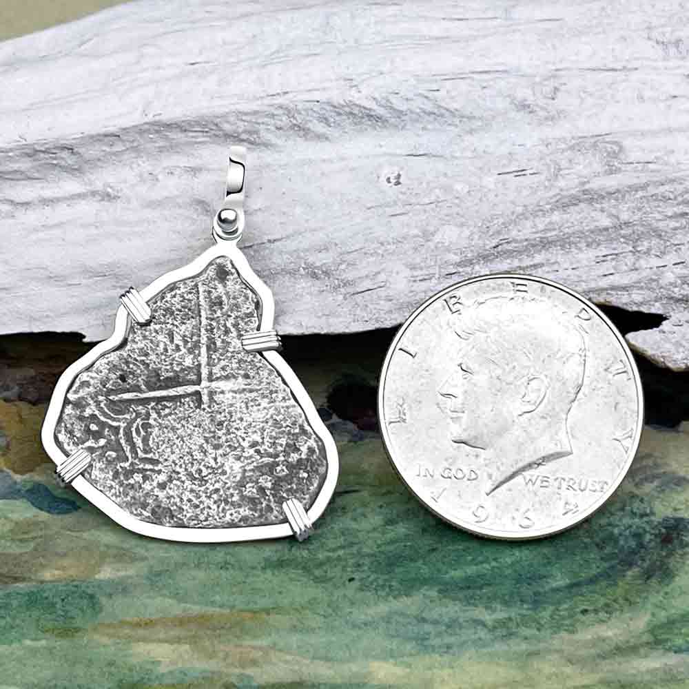Mel Fisher&#39;s Atocha 4 Reale Shipwreck Coin Sterling Silver Pendant 