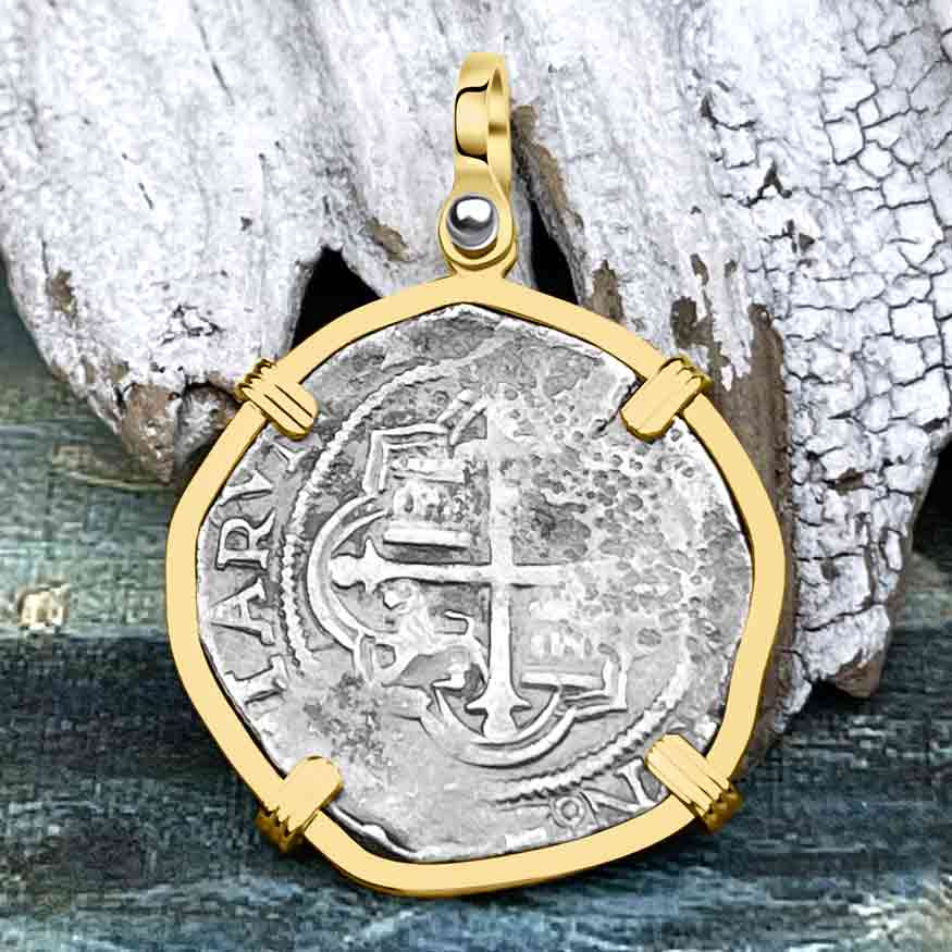 Sao Jose 2 Reale Pirate Era Circa 1610 Shipwreck Coin 14K Gold Pendant