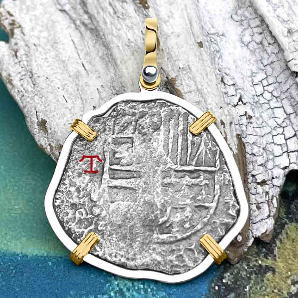 Mel Fisher&#39;s Atocha 4 Reale Shipwreck Coin 14K Gold &amp; Sterling Silver Pendant