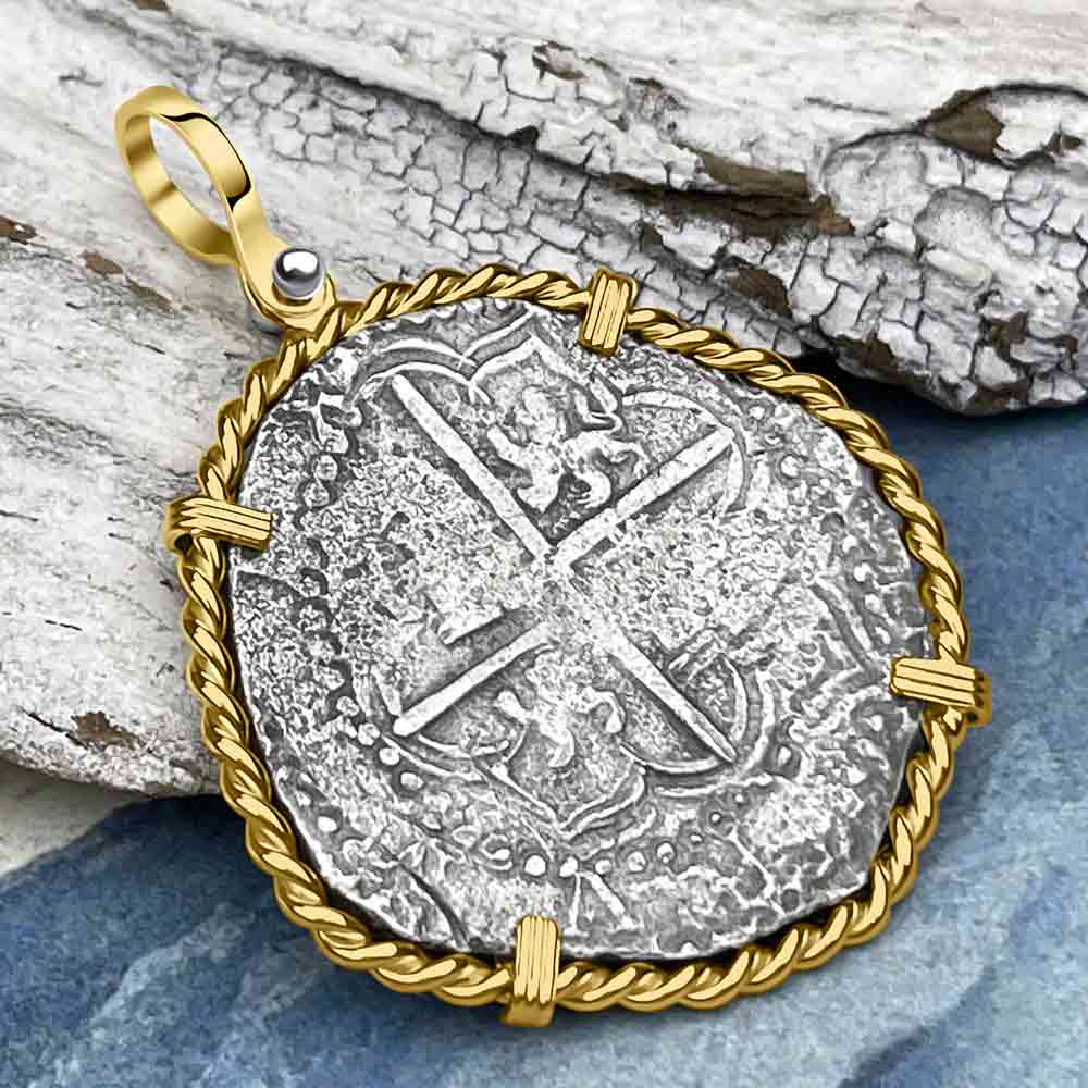 Mel Fisher&#39;s Atocha 8 Reale Shipwreck Coin 14K Gold Pendant 