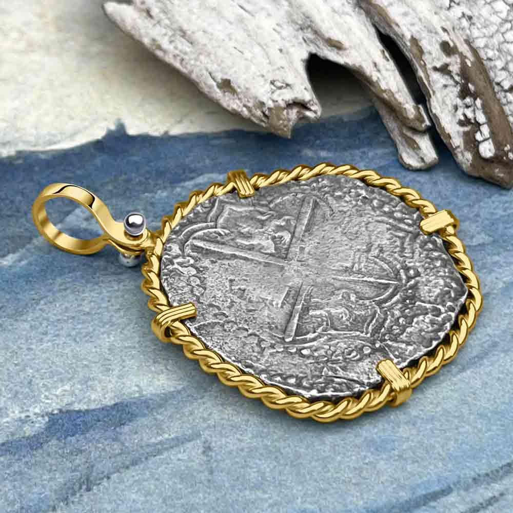 Mel Fisher&#39;s Atocha 8 Reale Shipwreck Coin 14K Gold Pendant 