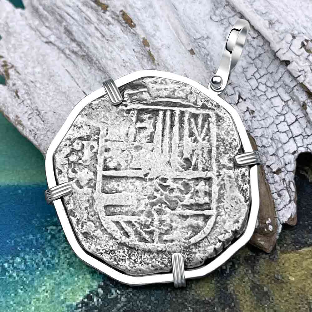 Mel Fisher&#39;s Atocha 8 Reale Shipwreck Coin 14K White Gold Pendant 