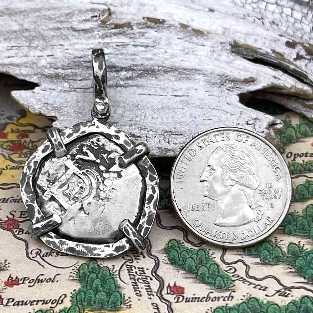 1762 Pirate Era Spanish 2 Reale &quot;Piece of Eight&quot; Sterling Silver TORTUGA COLLECTION Pendant