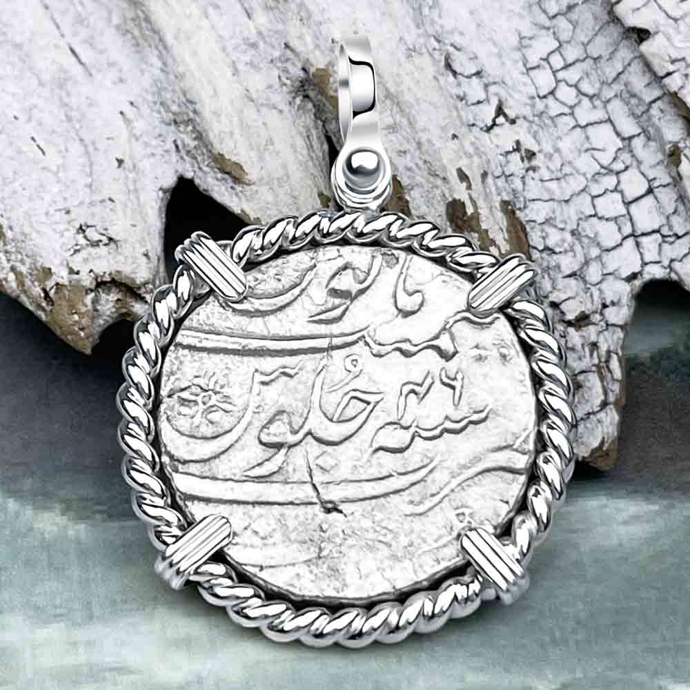 Taj Mahal Sunken Treasure - Arthur C Clarke's 1702 Shipwreck 1 Rupee Silver Coin Pendant