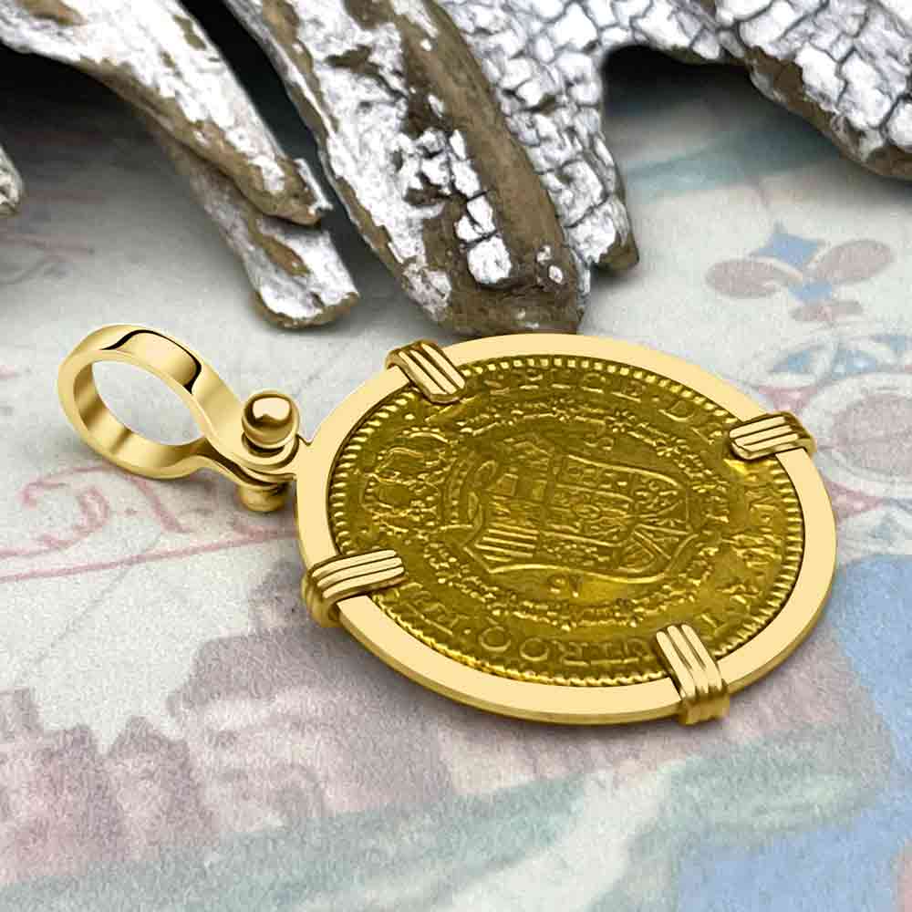 1788 Spanish 22K Gold Portrait 2 Escudo - the Legendary Doubloon - 18K Gold Pendant