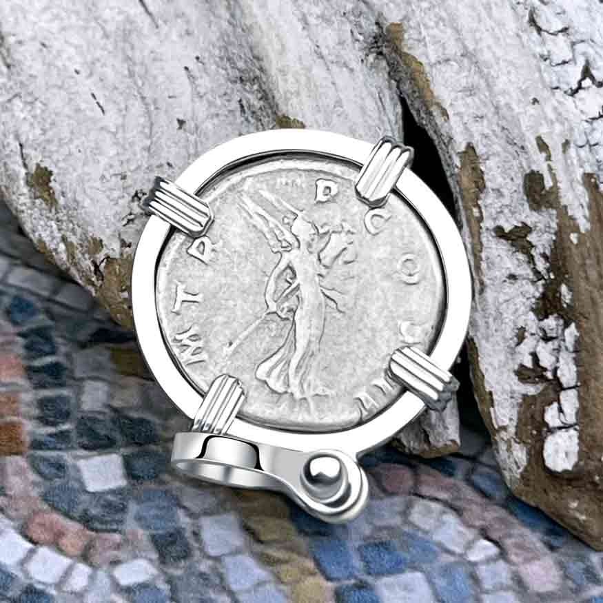 Roman Empire Silver Denarius Coin of Hadrian, the Builder 119 AD Sterling Silver Pendant