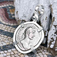 Roman Empire Silver Denarius Coin of Hadrian, the Builder 118 AD Sterling Silver Pendant