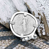 Roman Empire Silver Denarius Coin of Hadrian, the Builder 118 AD Sterling Silver Pendant