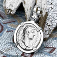 Roman Empire Silver Denarius Coin of Hadrian, the Builder 134 AD Sterling Silver Pendant
