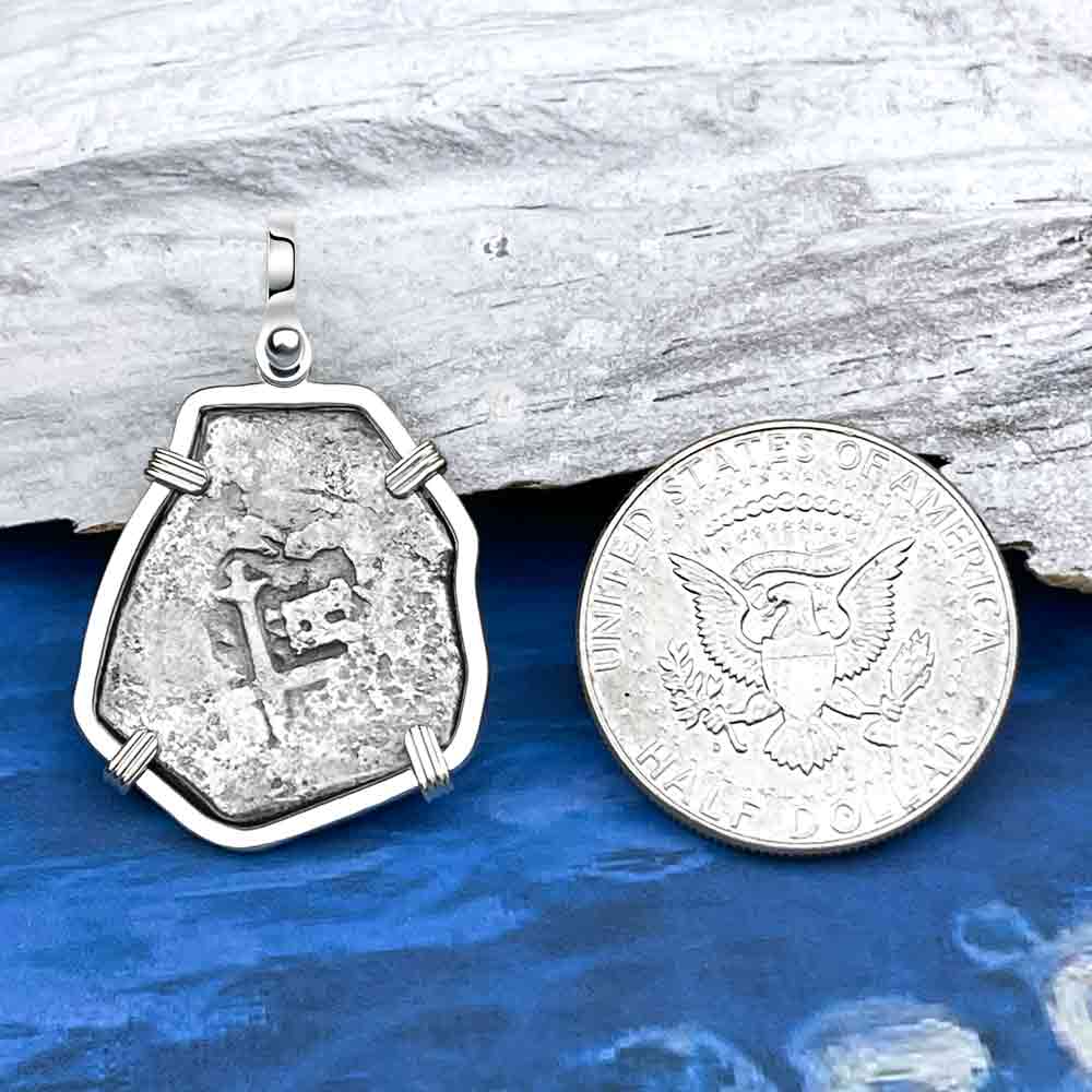 Joanna Shipwreck 4 Reale Cob &quot;Piece of 8&quot; Coin Sterling Silver Pendant