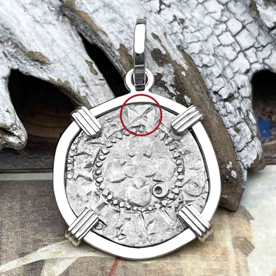 Templar Knights Era French Healing Angel Silver Denier Sterling Silver Pendant