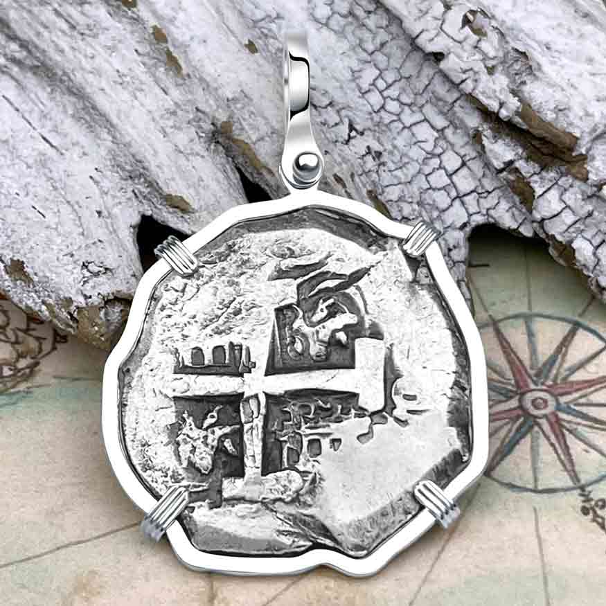 1757 Pirate Era Spanish 8 Reale &quot;Piece of Eight&quot; Sterling Silver Pendant 