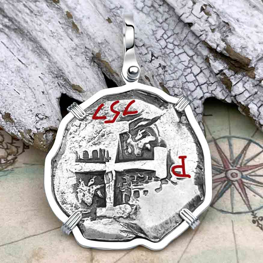 1757 Pirate Era Spanish 8 Reale &quot;Piece of Eight&quot; Sterling Silver Pendant 