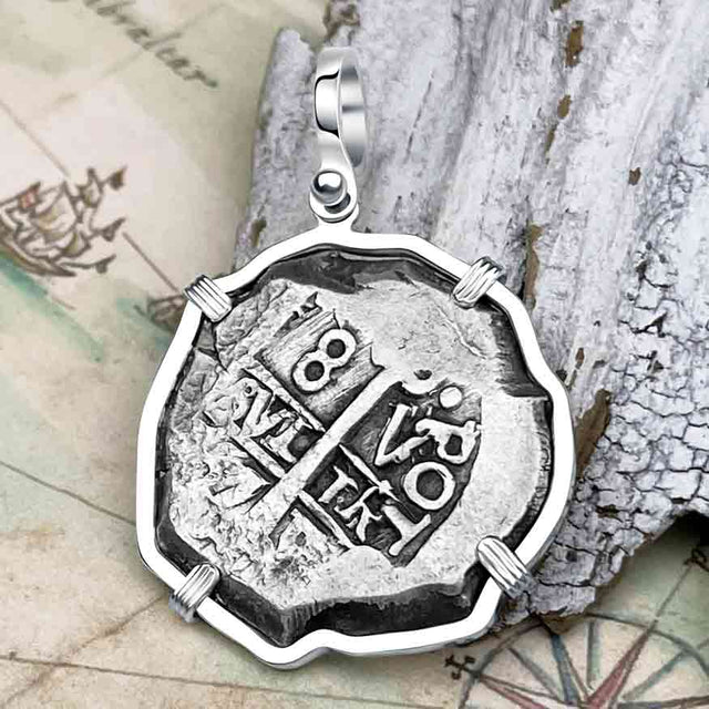 1757 Pirate Era Spanish 8 Reale "Piece of Eight" Sterling Silver Pendant 