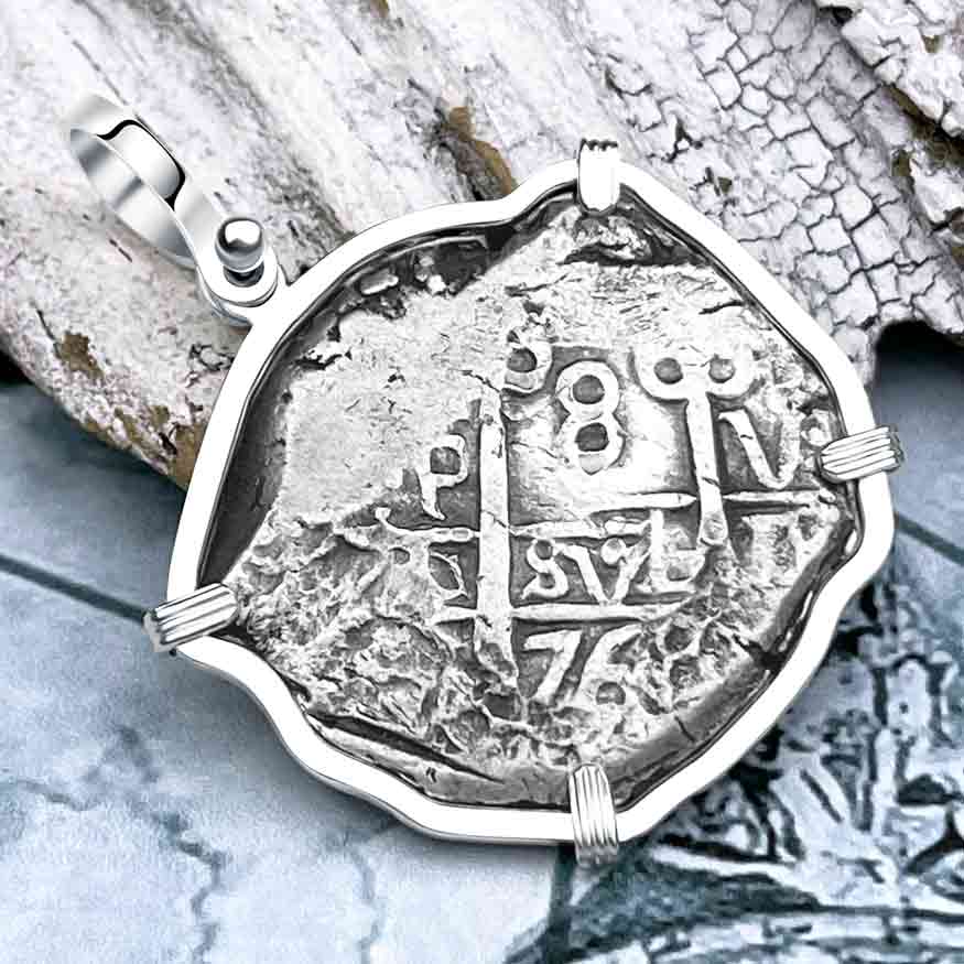 1768 Pirate Era Spanish 8 Reale &quot;Piece of Eight&quot; Sterling Silver Pendant