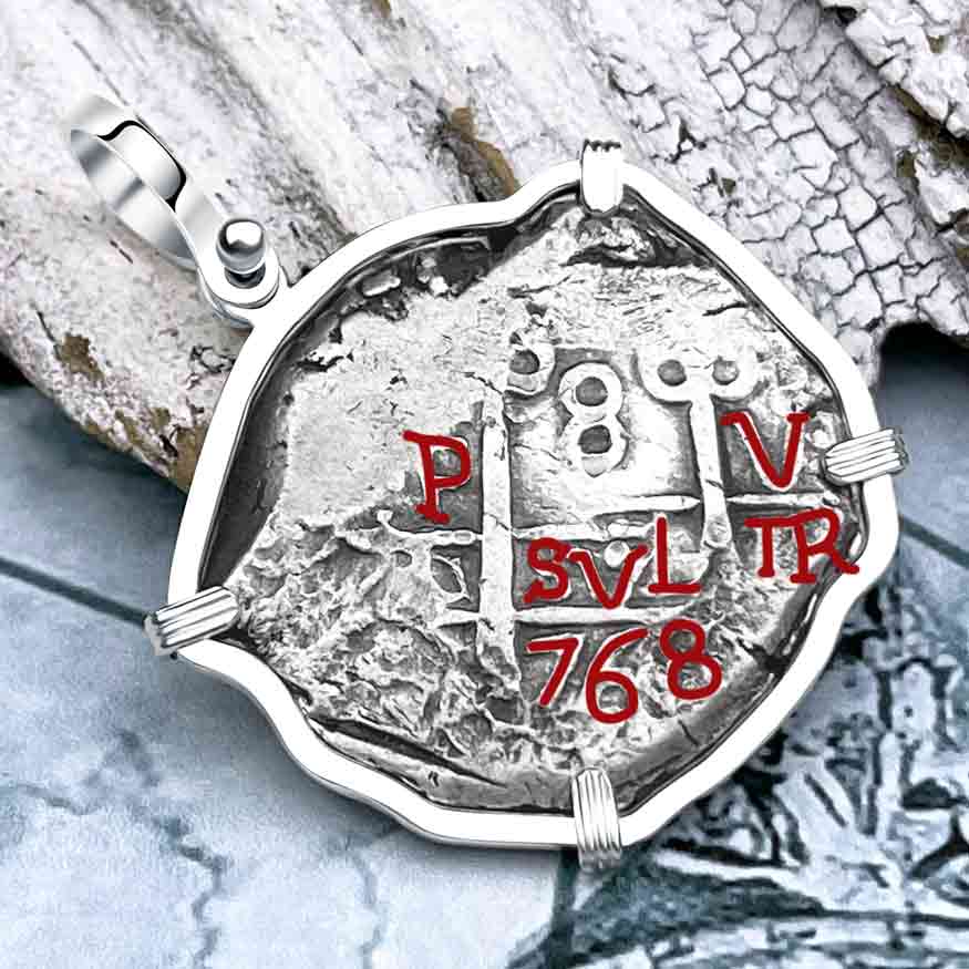 1768 Pirate Era Spanish 8 Reale &quot;Piece of Eight&quot; Sterling Silver Pendant