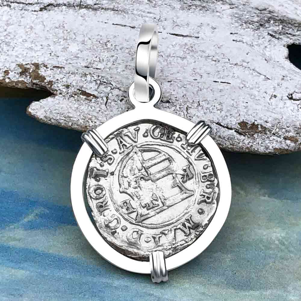 Hungarian Silver Denar Dated 1618 with Mary &amp; Baby Jesus Sterling Silver Pendant