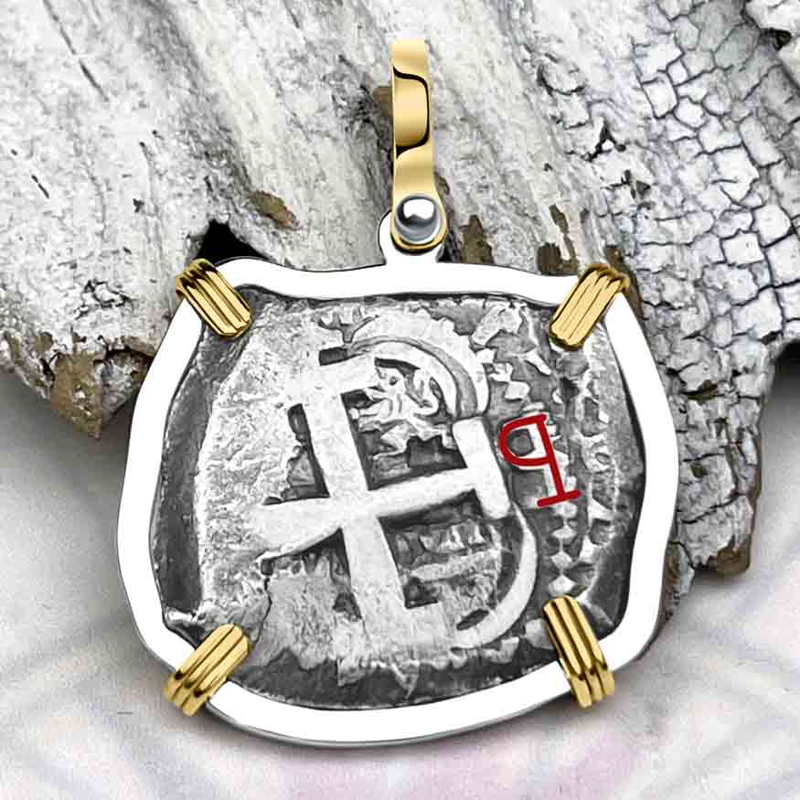 Pirate Era 1753 Spanish 4 Reale &quot;Piece of Eight&quot; 14K Gold &amp; Sterling Silver Pendant | Artifact #8578