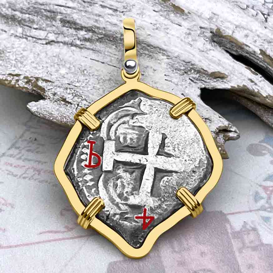 Pirate Era 1753 Spanish 4 Reale &quot;Piece of Eight&quot; 14K Gold Pendant