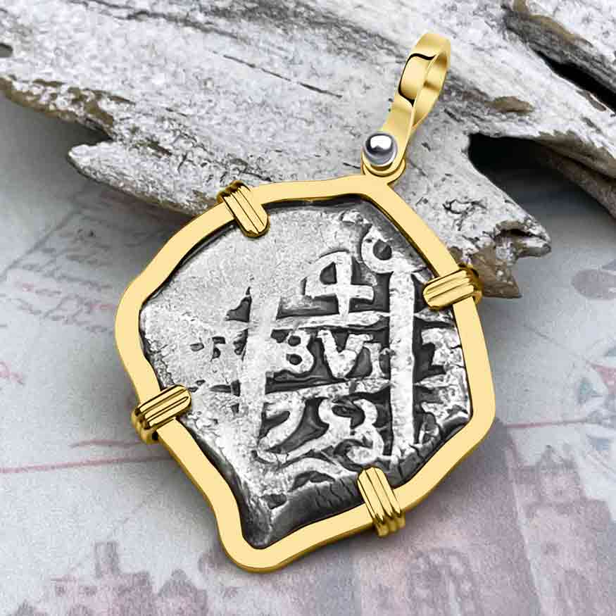 Pirate Era 1753 Spanish 4 Reale &quot;Piece of Eight&quot; 14K Gold Pendant