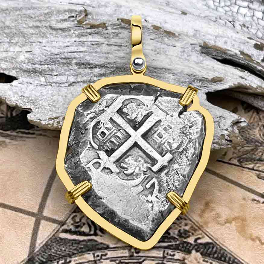 Pirate Era 1751 Spanish 8 Reale &quot;Piece of Eight&quot; 14K Gold Pendant 