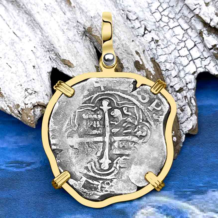 Sao Jose 2 Reale Pirate Era Circa 1610 Shipwreck Coin 14K Gold Pendant 