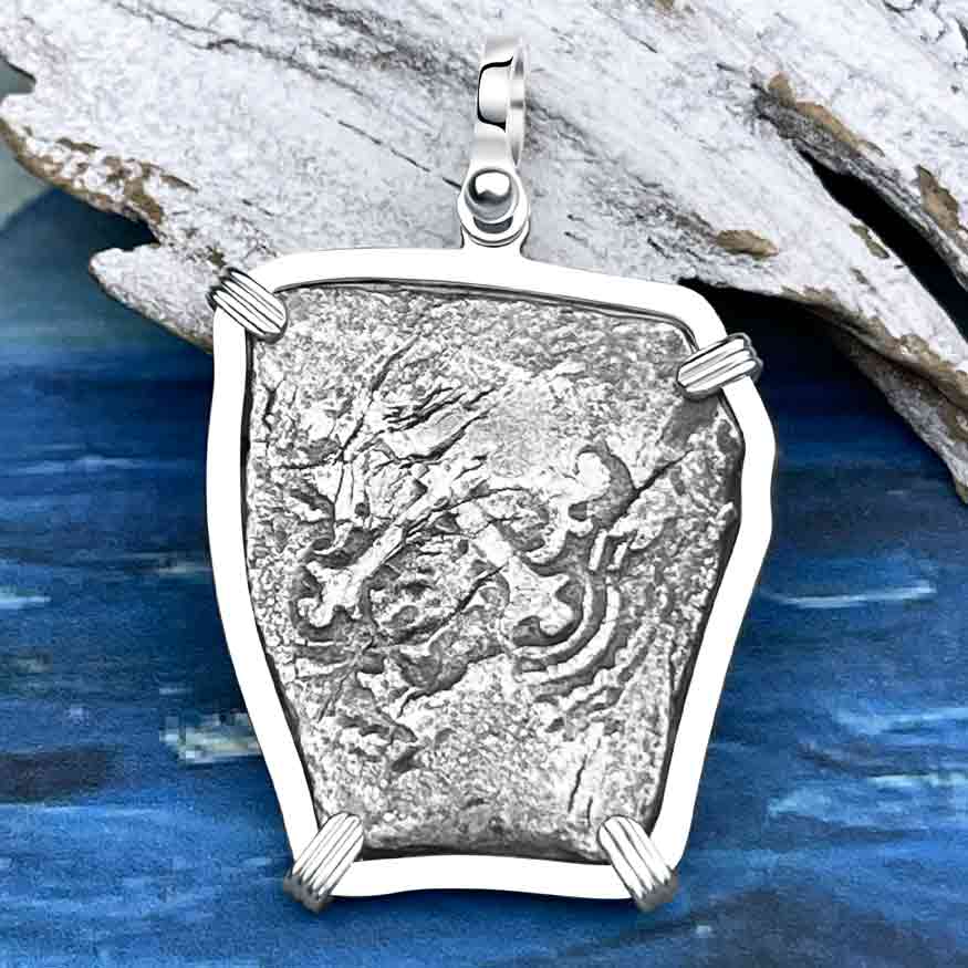 1715 Fleet Golden Age of Piracy Shipwreck Spanish 4 Reale &quot;Piece of 8&quot; Silver Pendant