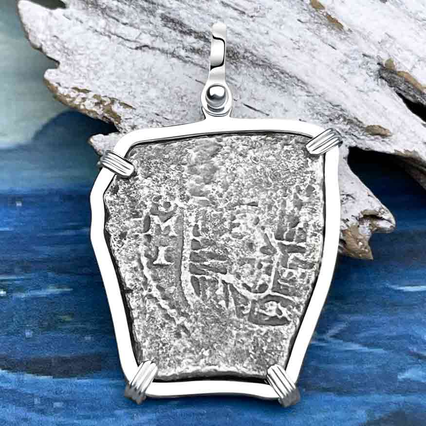 1715 Fleet Golden Age of Piracy Shipwreck Spanish 4 Reale &quot;Piece of 8&quot; Silver Pendant