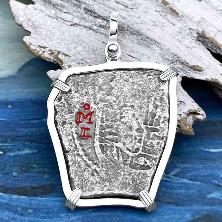 1715 Fleet Golden Age of Piracy Shipwreck Spanish 4 Reale &quot;Piece of 8&quot; Silver Pendant