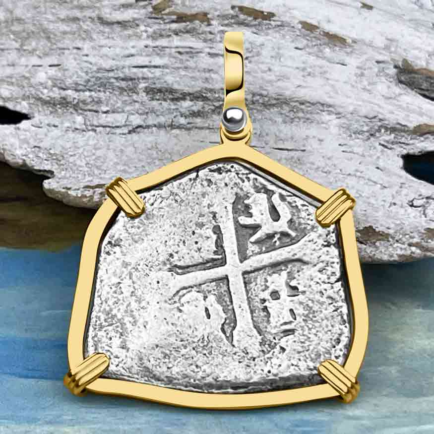 1715 Fleet Shipwreck 4 Reale Piece of Eight 14K Gold Pendant - NASA Frank Vaughn Collection