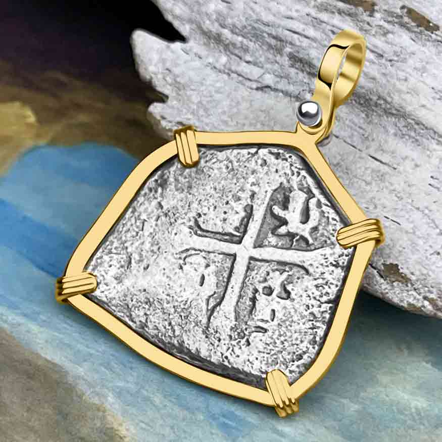 1715 Fleet Shipwreck 4 Reale Piece of Eight 14K Gold Pendant - NASA Frank Vaughn Collection