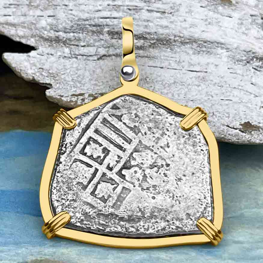 1715 Fleet Shipwreck 4 Reale Piece of Eight 14K Gold Pendant - NASA Frank Vaughn Collection