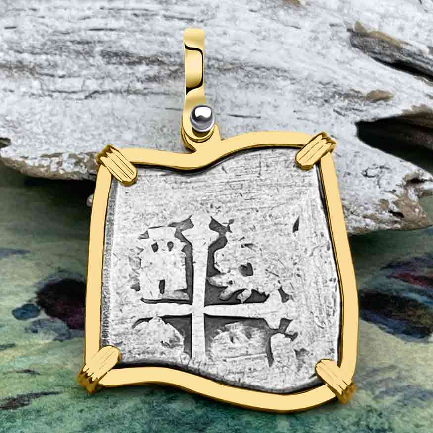 1715 Fleet Shipwreck 4 Reale Piece of Eight 14K Gold Pendant - NASA Frank Vaughn Collection