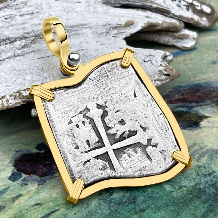 1715 Fleet Shipwreck 4 Reale Piece of Eight 14K Gold Pendant - NASA Frank Vaughn Collection