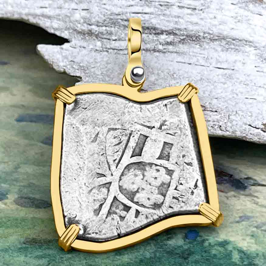 1715 Fleet Shipwreck 4 Reale Piece of Eight 14K Gold Pendant - NASA Frank Vaughn Collection