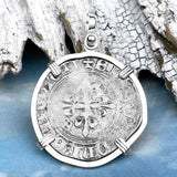 Medieval France circa 1417 Gros Florette Silver Cross Coin Sterling Silver Pendant