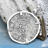 Medieval France circa 1417 Gros Florette Silver Cross Coin Sterling Silver Pendant