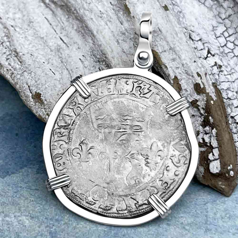 Medieval France circa 1488 Douzain Silver Cross Coin Sterling Silver Pendant