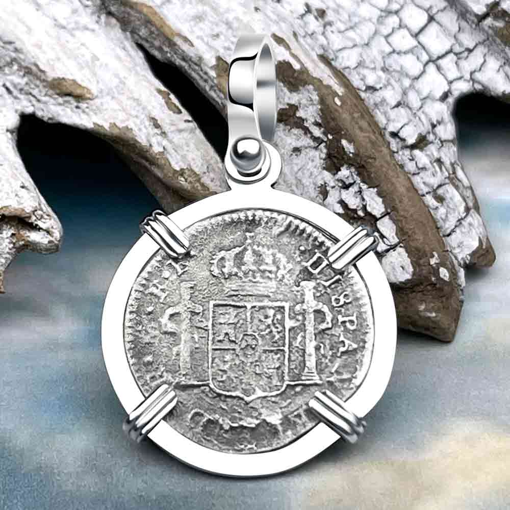 El Cazador Shipwreck 1782 1/2 Reale Sterling Silver Treasure Coin Pendant