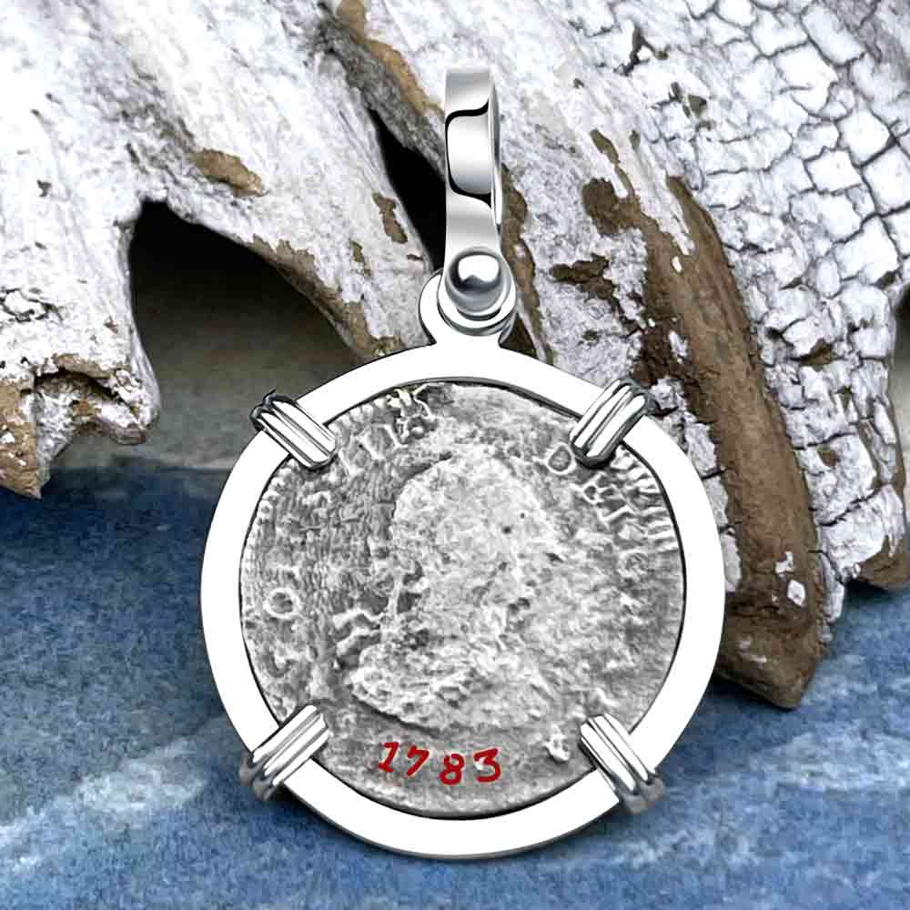 El Cazador Shipwreck 1783 1/2 Reale Sterling Silver Treasure Coin Pendant