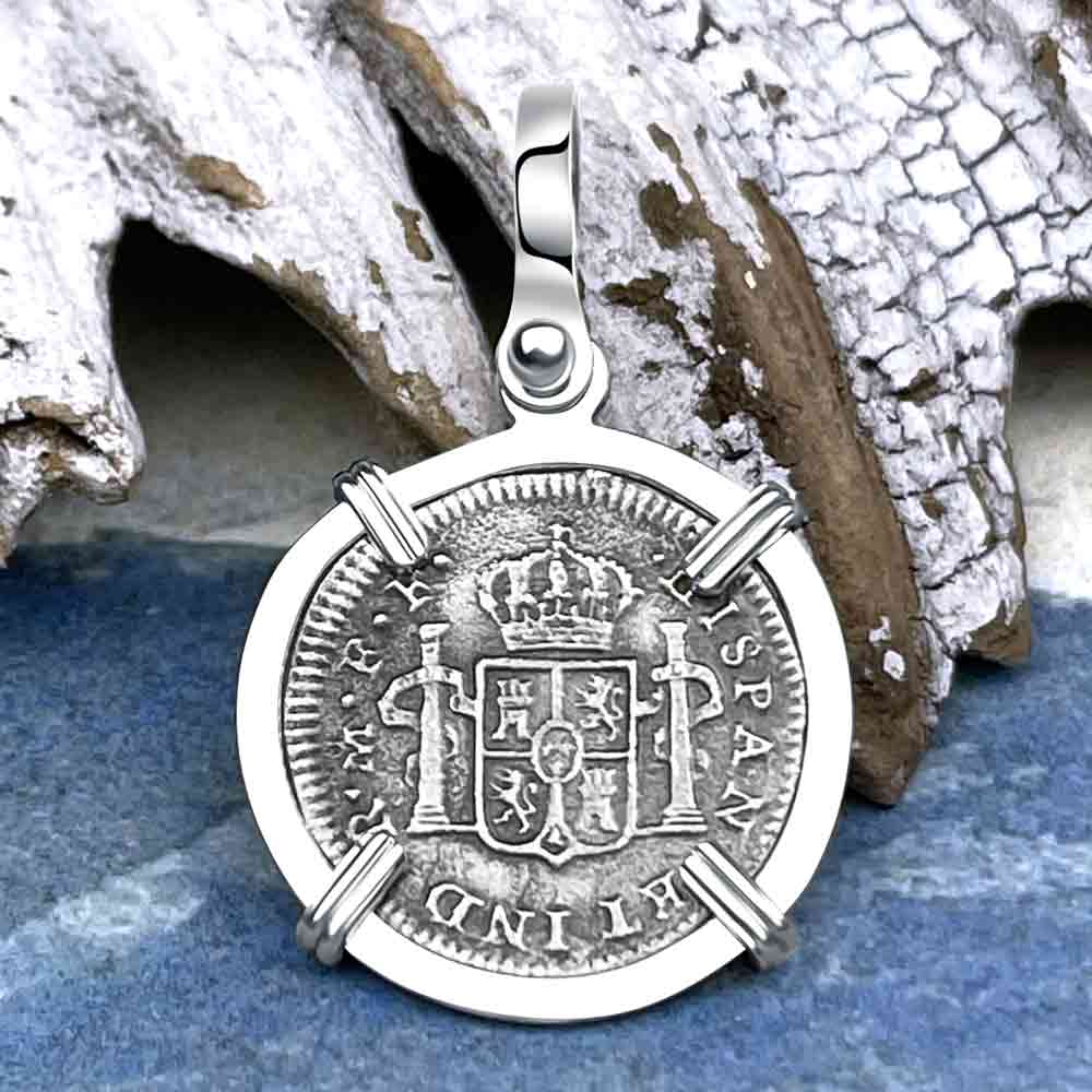 El Cazador Shipwreck 1783 1/2 Reale Sterling Silver Treasure Coin Pendant