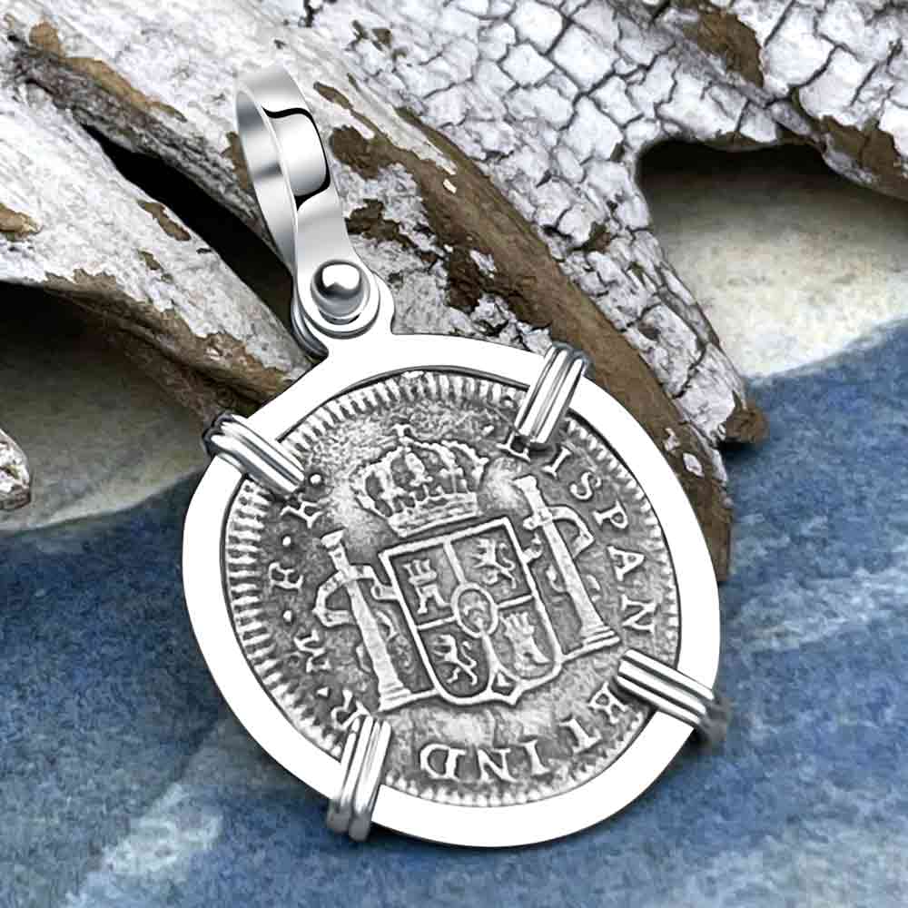 El Cazador Shipwreck 1783 1/2 Reale Sterling Silver Treasure Coin Pendant