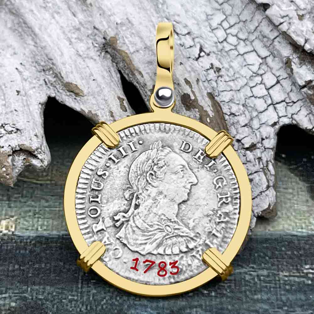 Stunning El Cazador Shipwreck 1783 1 Reale 14K Gold Treasure Coin Pendant