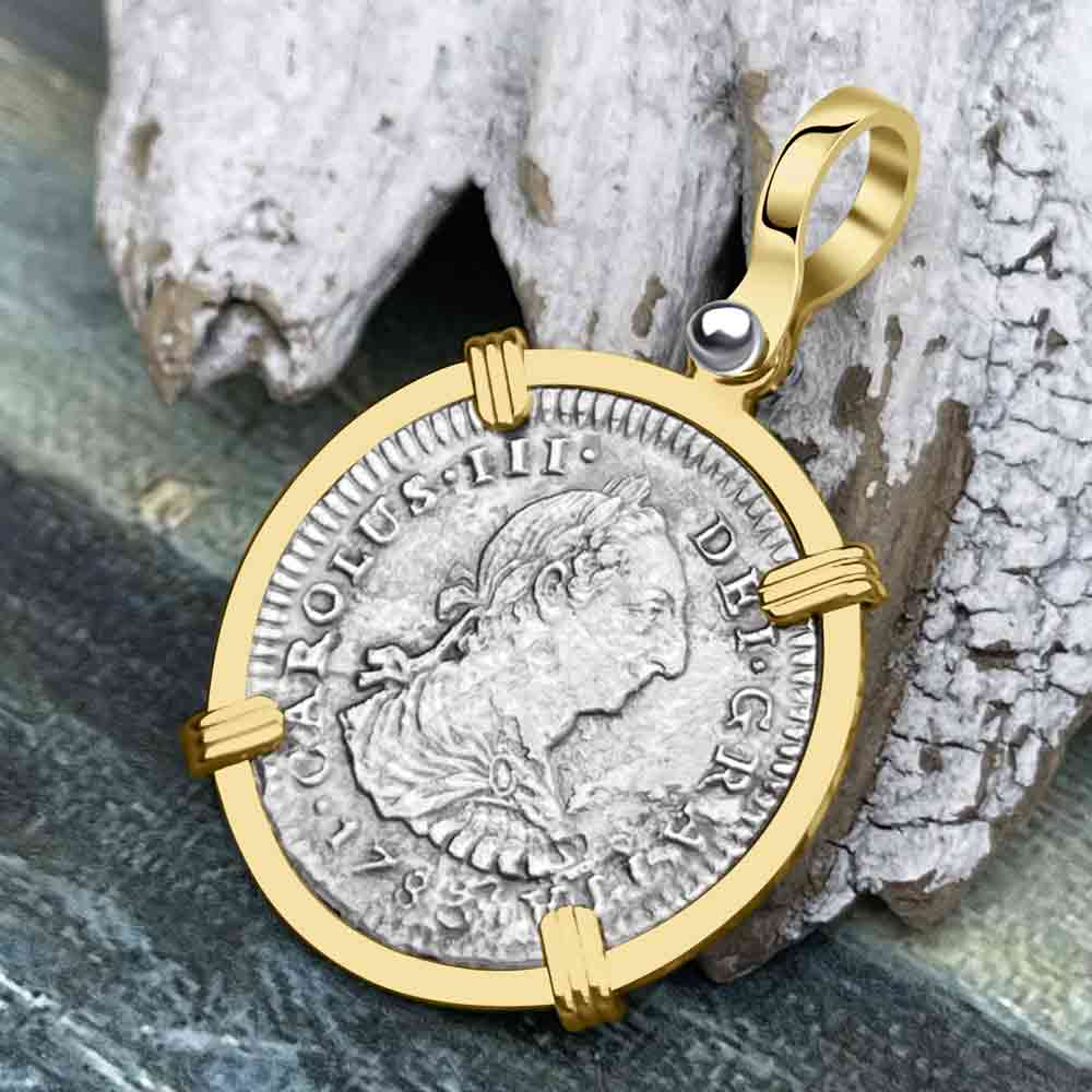 Stunning El Cazador Shipwreck 1783 1 Reale 14K Gold Treasure Coin Pendant