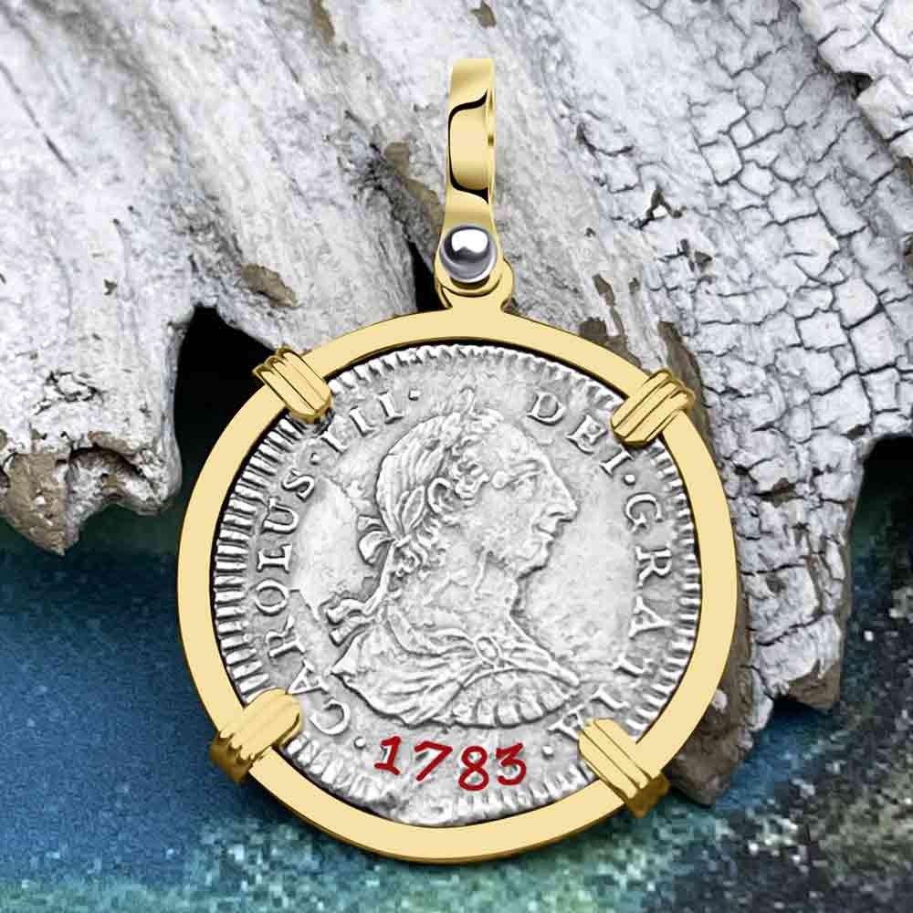 Stunning El Cazador Shipwreck 1783 1 Reale 14K Gold Treasure Coin Pendant