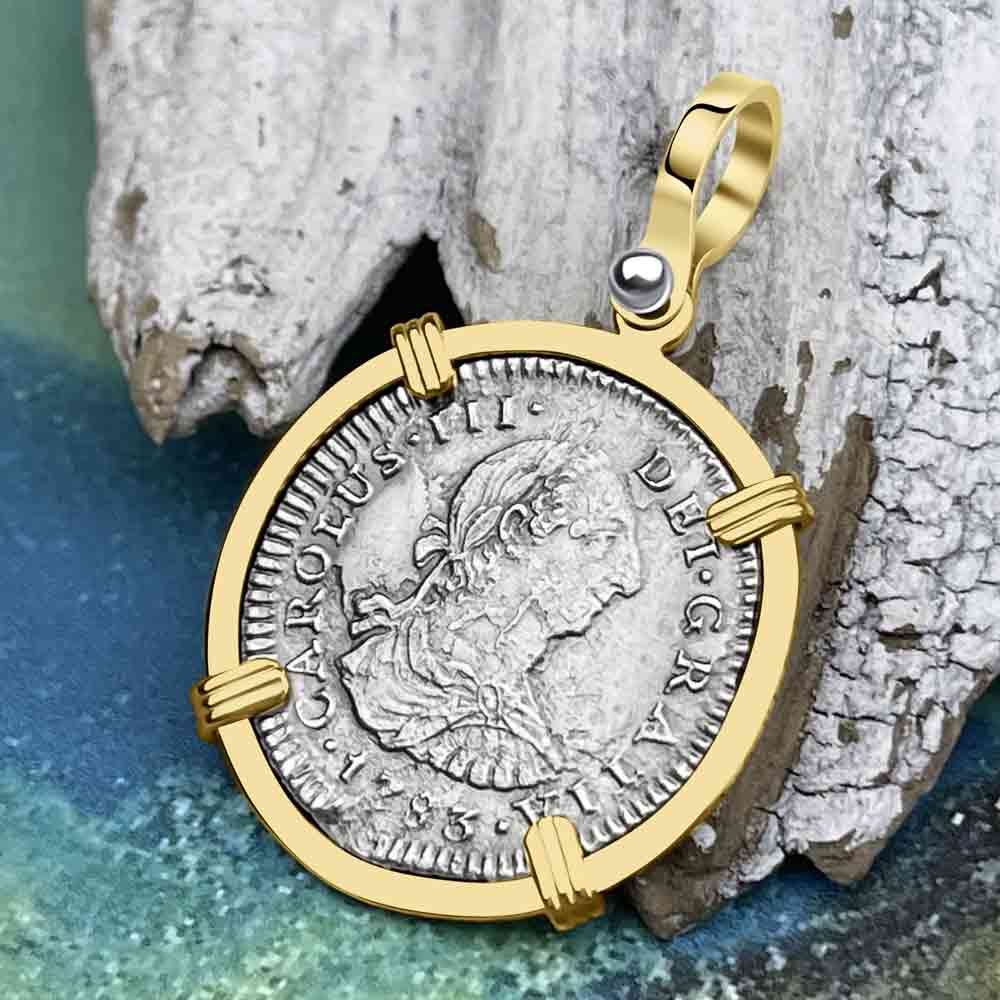 Stunning El Cazador Shipwreck 1783 1 Reale 14K Gold Treasure Coin Pendant