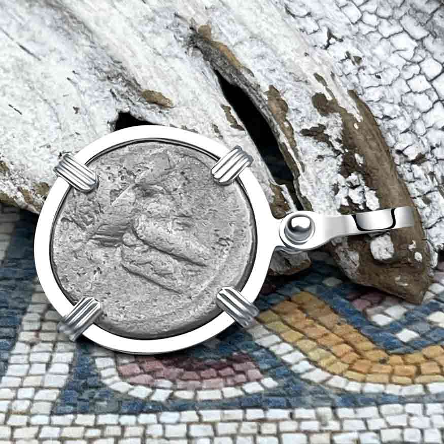 Roman Republic Silver Denarius 90 BC Pegasus Sterling Silver Pendant