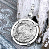 Roman Republic Silver Denarius 75 BC Genius Sterling Silver Pendant 