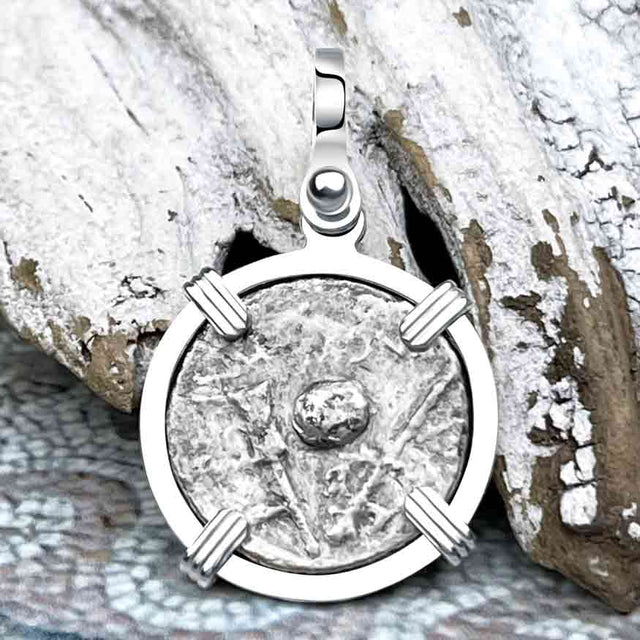 Roman Republic Silver Denarius 75 BC Genius Sterling Silver Pendant 