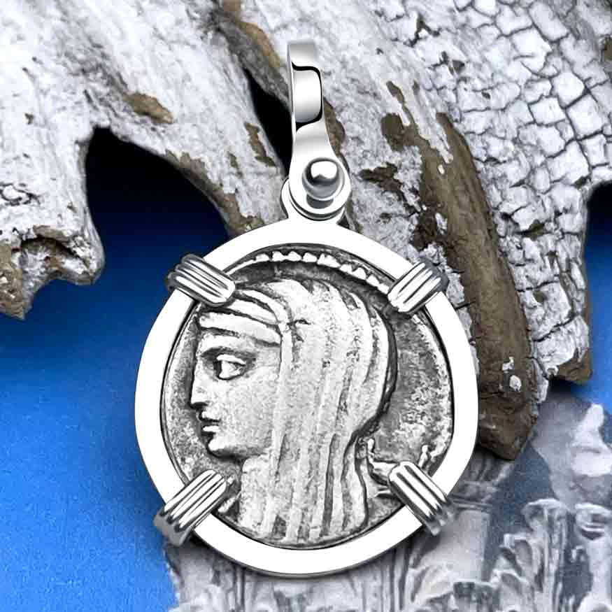 Roman Republic Silver Denarius 60 BC Vesta and the Voter Sterling Silver Pendant